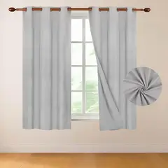 CASATUA - Cortina 100% Blackout 160x107 Look Lino Set 2 Paños - Crema - 160 x 107