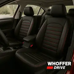 GENERICO - Funda De Asiento Ecocuero Whoffer Set 11 Piezas Luxury negrorojo