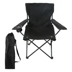 GENERICO - Silla Plegable Con Porta Vaso De Camping Playa Negro