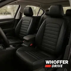 GENERICO - Funda asiento Auto Universal Ecocuero Premium Whoffer Negroazul