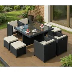 HOMER OUTDOOR - Juego De Terraza Sofá 3 Plazas 2 Sillones Para 7 Personas