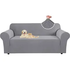 EVERSO - Funda Cubre Sofá Protectora Premium Cuadrille 3 Cuerpos Gris
