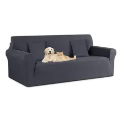 EVERSO - Funda Cubre Sofá Protectora Premium Cuadrille 3 Cuerpos Gris