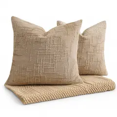ARMONIA - Pack 2 fundas de almohadón chenille crema 45x45 living dormitorio 744