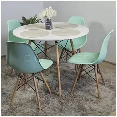 CORI CORI - Comedor Mesa Eames Blanca 120cms + 4 Sillas Eames Menta…