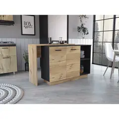 TUHOME - Isla De Cocina Sicilia 2 Puertas Duna Y Wengue 90x150x60 Cm