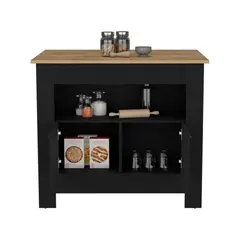 TUHOME - Isla De Cocina Arlet 2 Puertas Wengue Y Macadamia