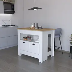 TUHOME - Isla De Cocina Arlet 2 Puertas Blanco Y Macadamia