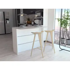 TUHOME - Isla Cocina con 2 Repisas Gris 89.5x120.3x51.6 cm