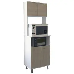 TUHOME - Mueble Para Microondas Kitchen-54 Blanco Y Rovere 160x54x35 Cm