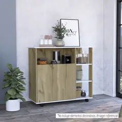 TUHOME - Mueble De Cocina Auxiliar 2 Puertas Duna Y Blanco 90x100x40 Cm