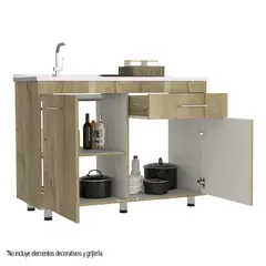 TUHOME - Mueble De Cocina Orion 120 Cm Con Lavaplatos Derecho Blanco Y Duna