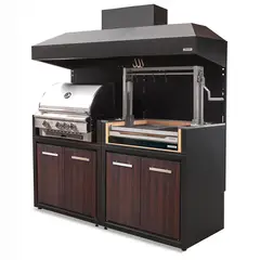 VERSATILE - Parrilla Doble Carbón- Gas 1065 / Puertas Termolaminado + Campana
