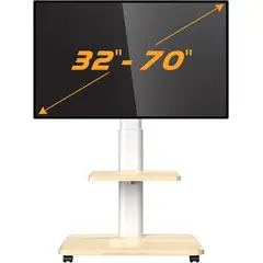 HAZ TU CLICK - Soporte Tv Rack Movil Con Ruedas 32 A70 Base Pedestal Blanco
