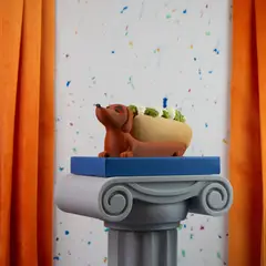 PROMETEO STUDIO - Completero Perrito Salchicha porta hot dog perro café caramelo