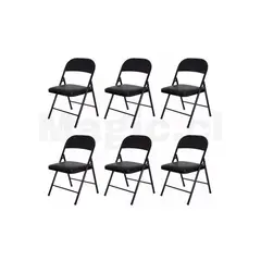 GENERICO - Pack 6 Sillas Plegables Acolchadas- Negras