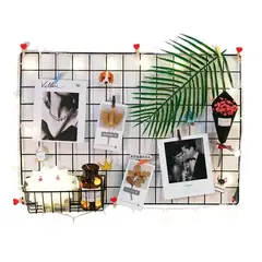 GENERICO - Rejilla metálica rectangular para fotos o marcos de fotos color negro