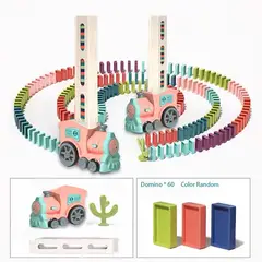 9KSAFETYJB - Set 60 Juego Para Niños Tren Dominó Usher Vehículos Rosa