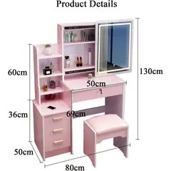 YOMYM - Mueble De Tocador Con Taburete 80×130×36cm