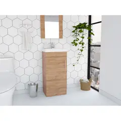 TUHOME - Mueble Vanitorio 1 Puerta - Café claro 88x40x33 cm