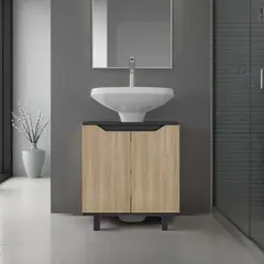 TUHOME - Mueble Para Lavamanos Marlo 2 Puertas Wengue Y Fresno