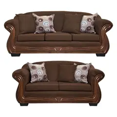 AMERICA DECORA - Living Con Resorte Estructural 7 Cuerpos Búfalo 4+3 Chenille Café X