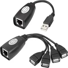 GENERICO - EXTENSOR USB 2.0 POR RJ45 4 PUERTOS, HASTA 45 METROS