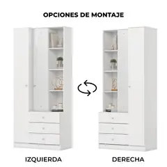 HOME MOBILI - Closet Cristal 2 Puertas Blanco con Espejo