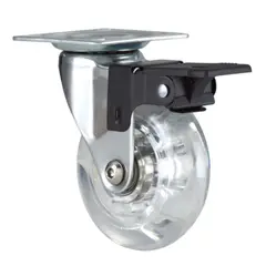KUTZ - Rueda poliuretano transparente 35mm con freno 30kg