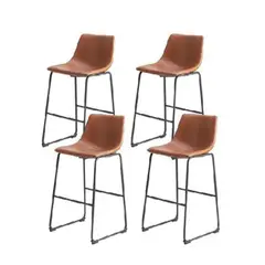 HABITA2 CHILE - Pack 4 Taburete Leah Cuero Café 65cm