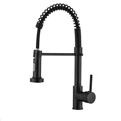 GENERICO Grifo Llave Alta Monomando Cocina Rociador Flexible Negro