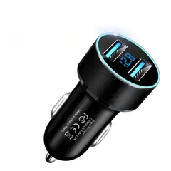 GENERICO - Cargador Auto 2Usb 31a Con Voltímetro 12-24v Adaptador Surtido cc321
