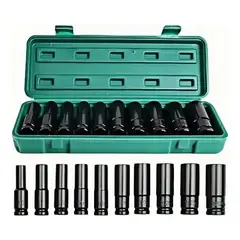 PROWAY - Juego Set Dados De Impacto 1/2, 10 Piezas De 10 A 24 Mm
