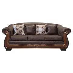 AMERICA DECORA - Sofá Con Resorte Estructural Búfalo 4 Personas PU Envejecido Café Oscuro X