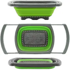 CRUSEC - Colador Extensible Plegable 39x26cm De Silicona Multiuso
