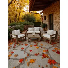 MIARUSTE - TERRAZA RÚSTICA AMBAR 4 CUERPOS COLOR MADERA ROBLE COJINERÍA CRUDO