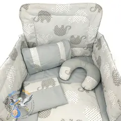 GENERICO - Set para Cuna Estándar Gris Elefante