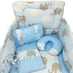 GENERICO - Set para Cuna Estándar Celeste Elefante