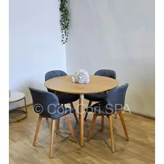 CORI CORI - Comedor Mesa Expandible 100-140-180cm + 4 Sillas Mariposa Lino Gris