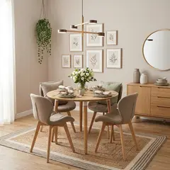 CORI CORI - Comedor Mesa Expandible 100-140-180cm + 4 Sillas Mariposa Lino Beige