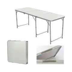GENERICO - Mesa Plegable Blanca 180x60cm Camping