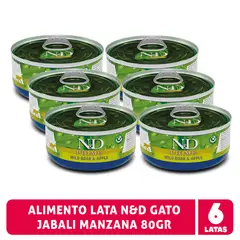 N&D - Alimento Prime Jabalí y Manzana Gato, Pack 6 Latas 80gr