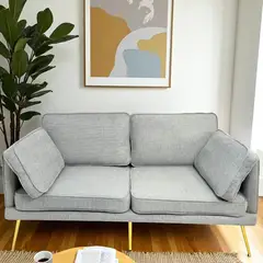 GENERICO - Sofa 2 cuerpos 160x69x80 color Lino Gris