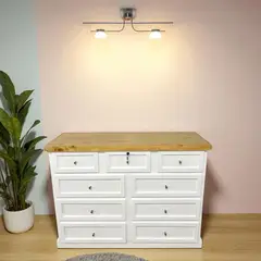 GENERICO - Comoda de Madera 9 cajones 120x40x90 Color Blanco cubierta Miel