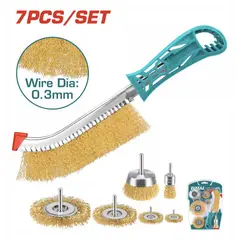 TOTAL TOOLS - Set Juego De Escobillas Alambre Rizada 7 Piezas Total