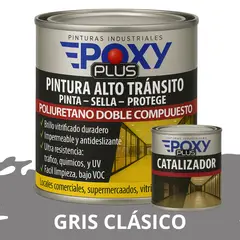 EPOXY - Pintura Alto Tránsito 2k Poliuretano A+B - GRIS CLASICO KIT 1/4 GALÓN