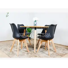 CORI CORI - Comedor Mesa Expandible 100-140-180cm + 4 Sillas Tulip Negro
