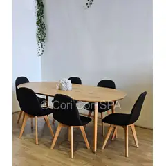 CORI CORI - Comedor Mesa Expandible 100 a 180cm + 6 Sillas Capitonne Velvet Negro