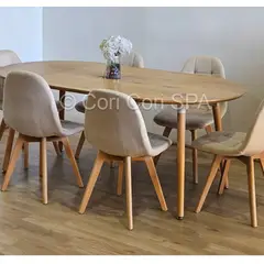 CORI CORI - Comedor Mesa Expandible 100 a 180cm + 6 Sillas Capitonne Velvet Beige