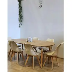 CORI CORI - Comedor Mesa Expandible 100-140-180cm + 6 Sillas Tulip Beige